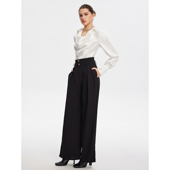Commense Tops - Commense V-Neck Pleated Long Sleeve Blouse white size M‎
